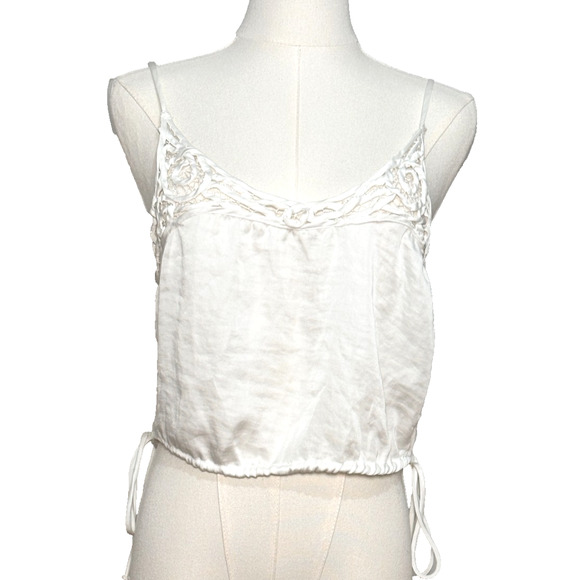 Free People Intimately White Satin Blouson Cropped Side Tie Camisole Medium - Picture 1 of 7